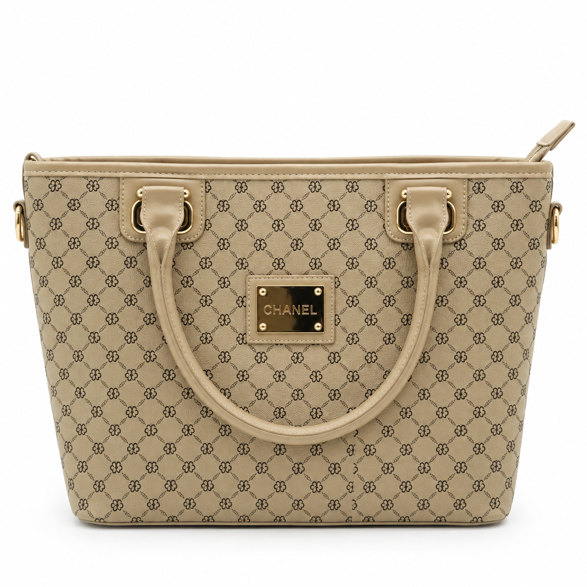 Classic Beige Monogram Tote Bag | Pouchit