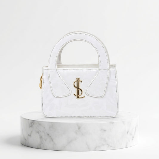Elegant White Handbag with Golden Detailing 🤍✨