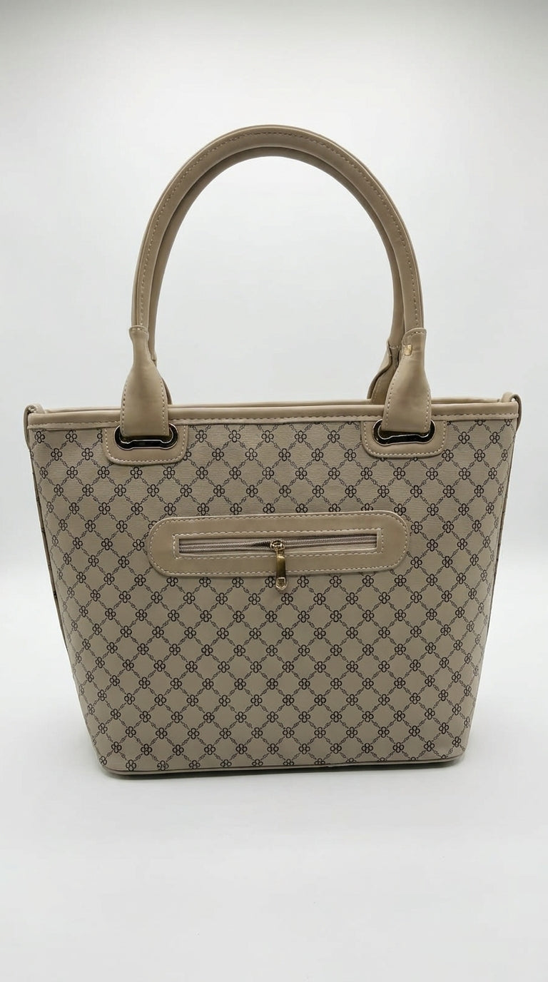 Classic Beige Monogram Tote Bag | Pouchit