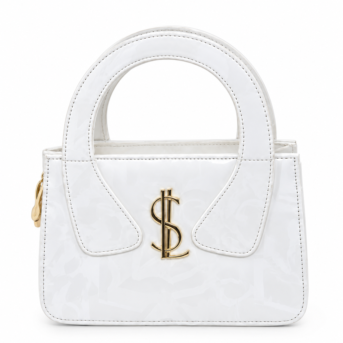 Elegant White Handbag with Golden Detailing 🤍✨
