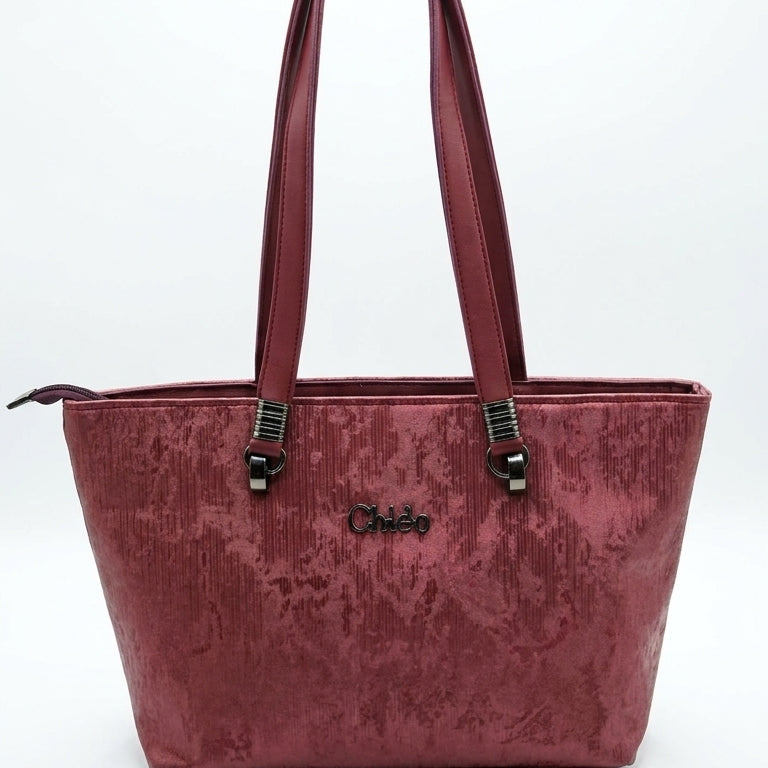 Elegant Dusty Rose Textured Tote Bag | Pouchit