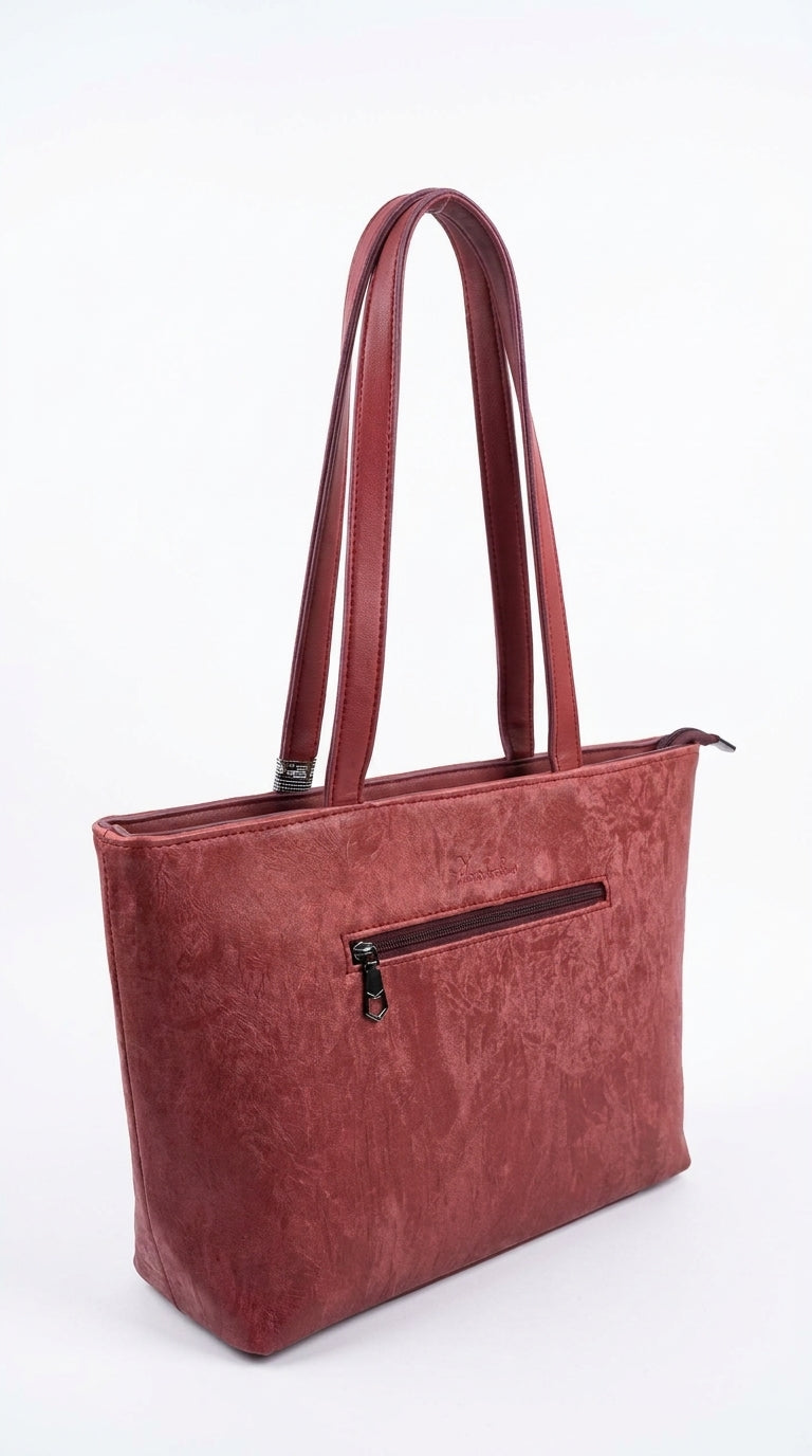 Elegant Dusty Rose Textured Tote Bag | Pouchit