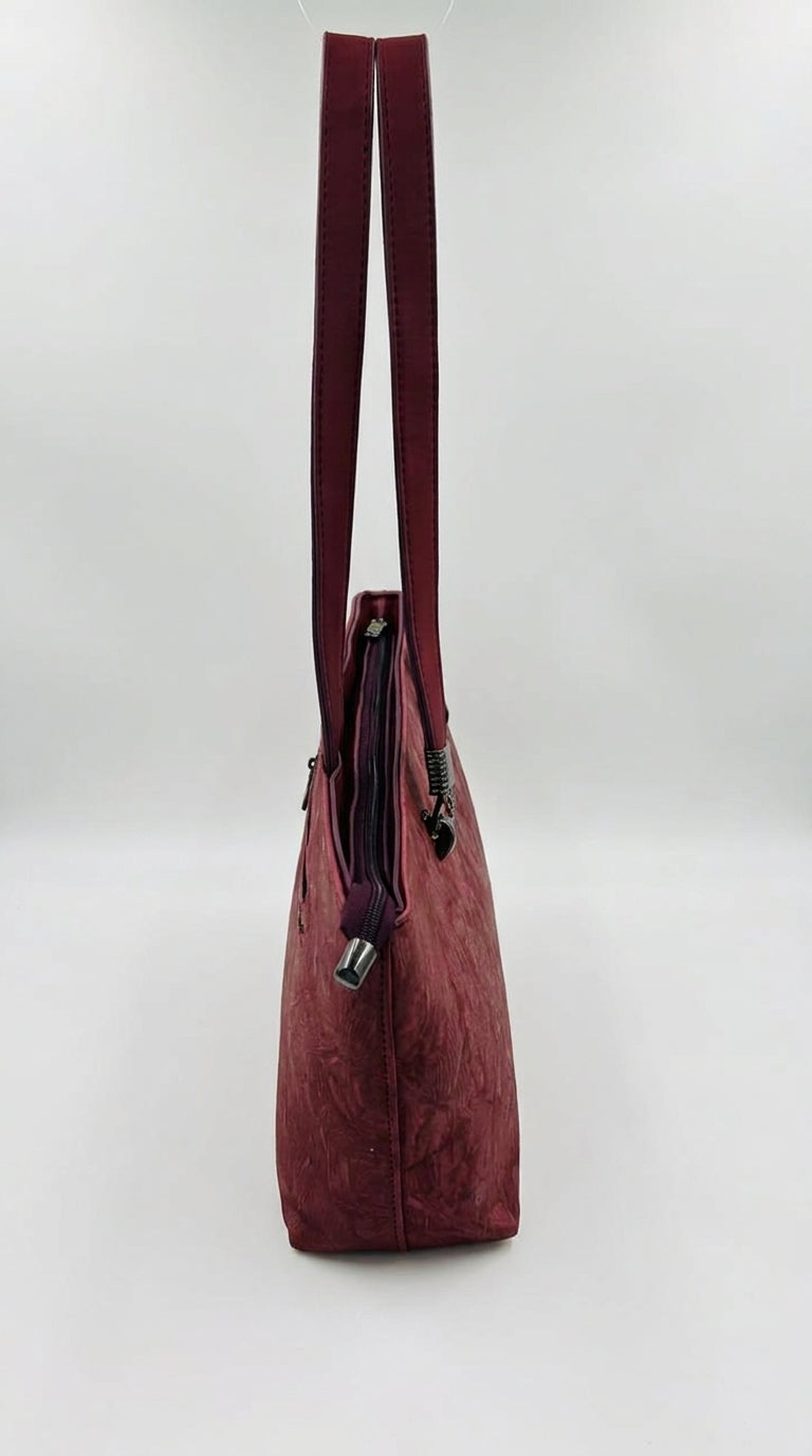 Elegant Dusty Rose Textured Tote Bag | Pouchit