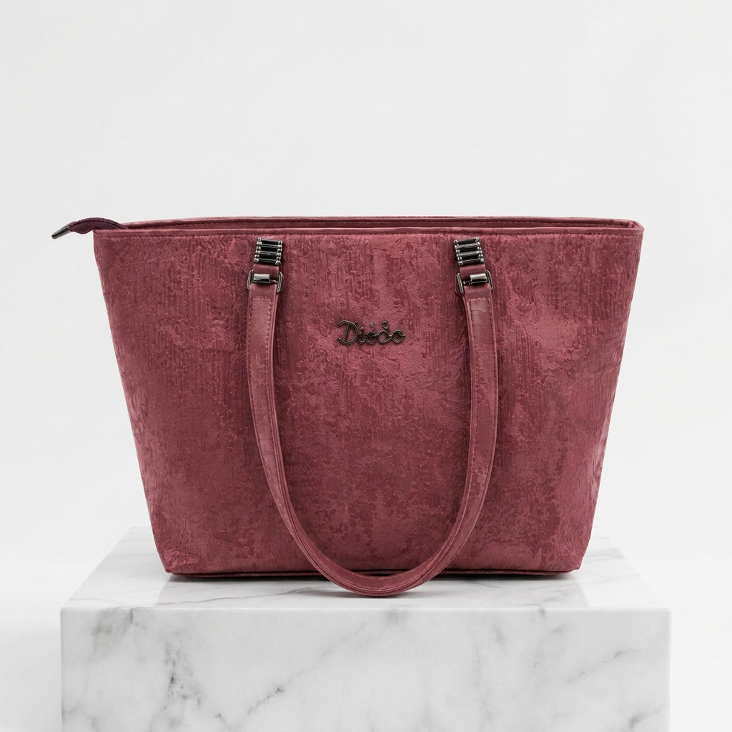 Elegant Dusty Rose Textured Tote Bag | Pouchit