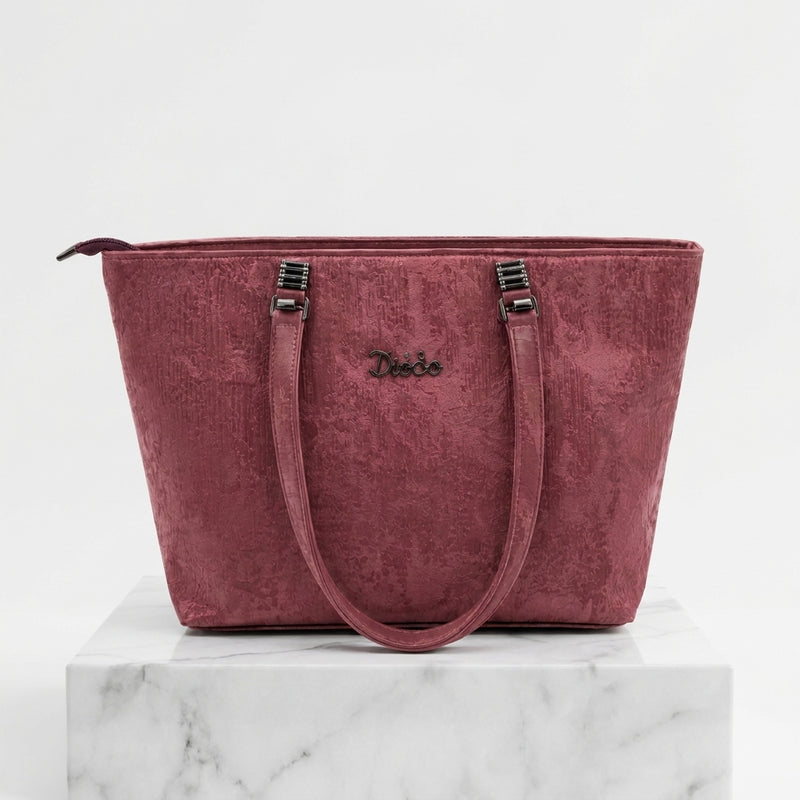 Elegant Dusty Rose Textured Tote Bag | Pouchit